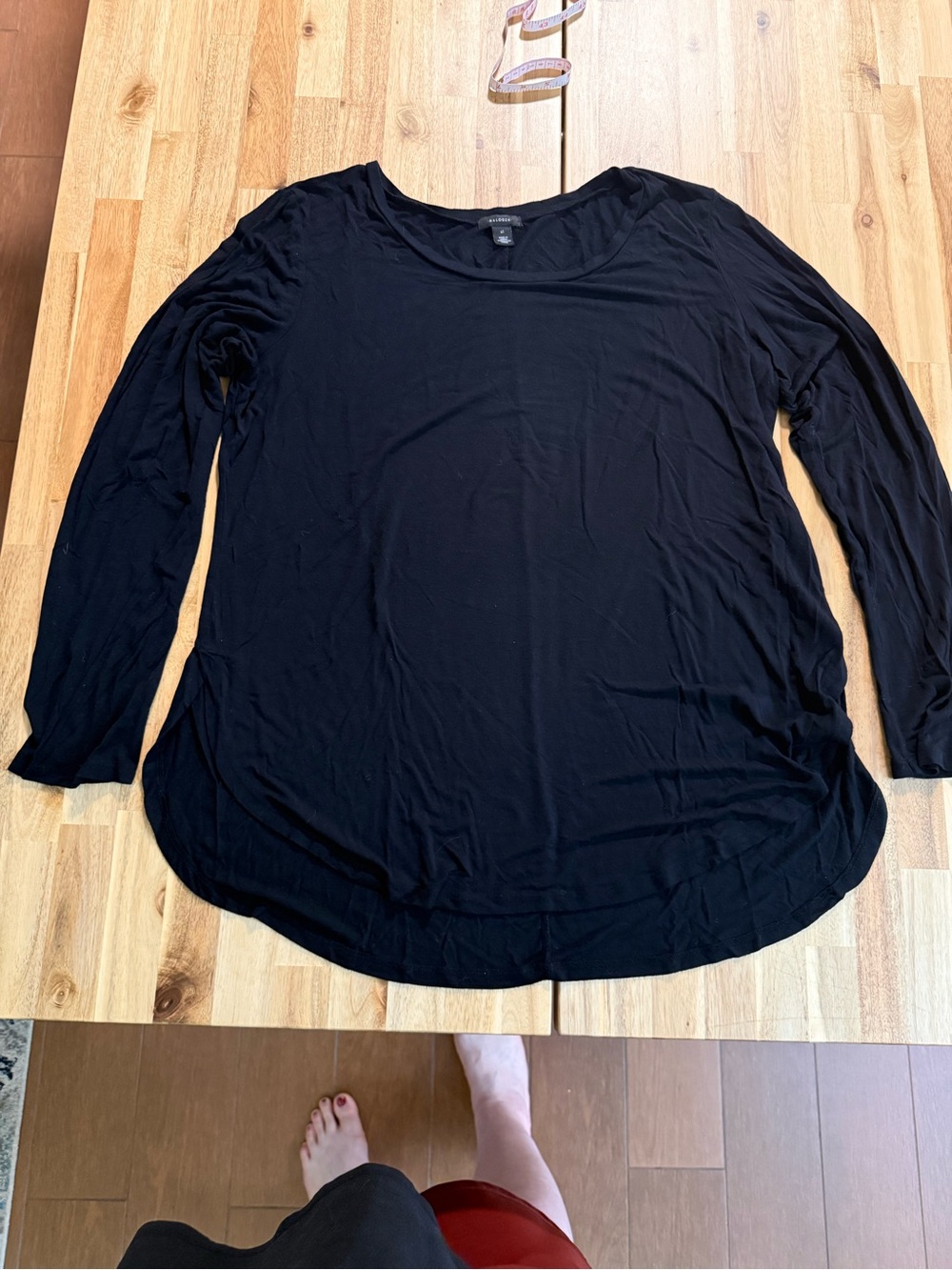 Halogen Black Long Sleeve Scoop Neck Tee
